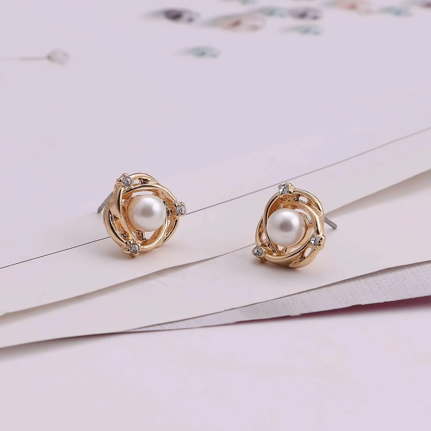 Bridesmaid Jewelry Set for Women 18K Gold & Silver & Rose Gold Plated Love Knot Pendant with Pearl Necklace Earrings Bracelet Set for Wedding/Proposal/Party/Prom Gift