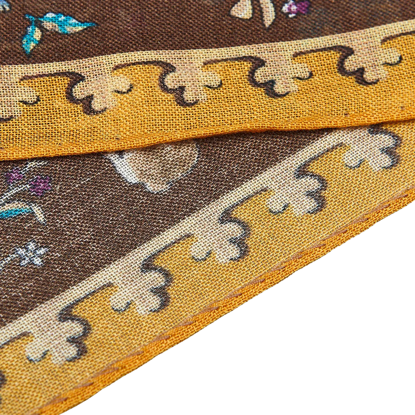 Brown Wool Silk Unicorn Print Scarf