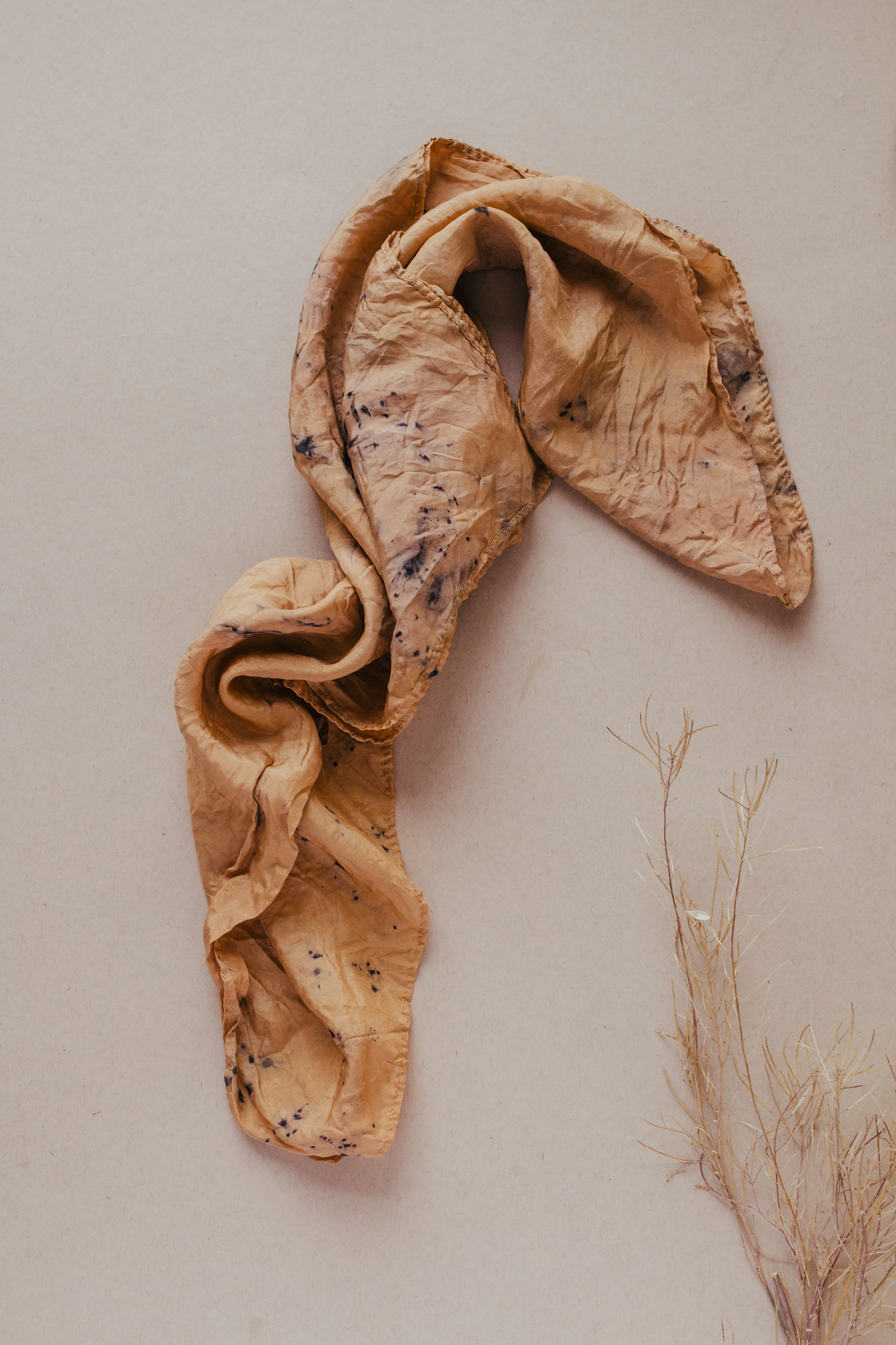 Bundle Dyed Silk scarves - Eco printed with natural dyes