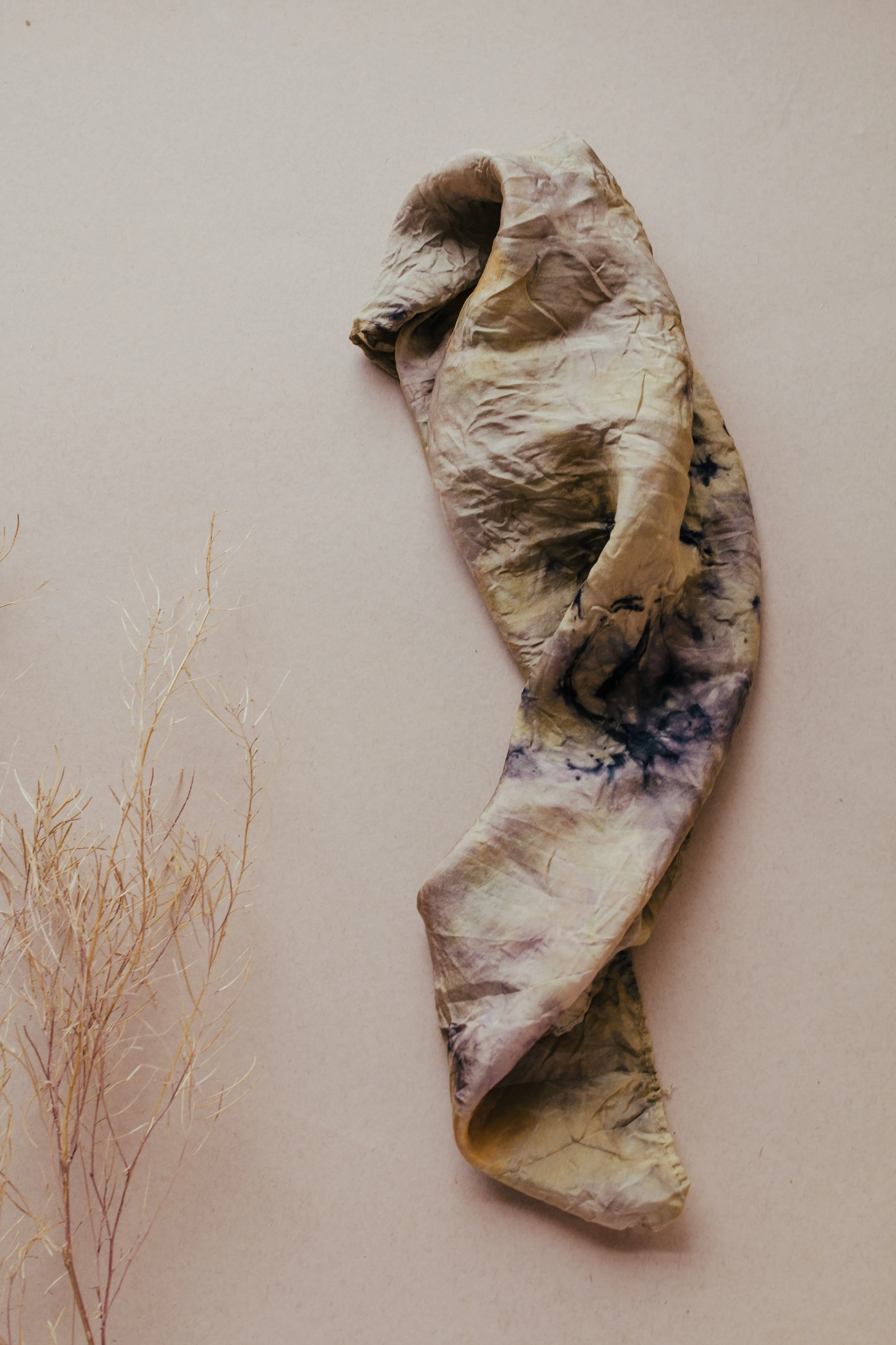Bundle Dyed Silk scarves - Eco printed with natural dyes