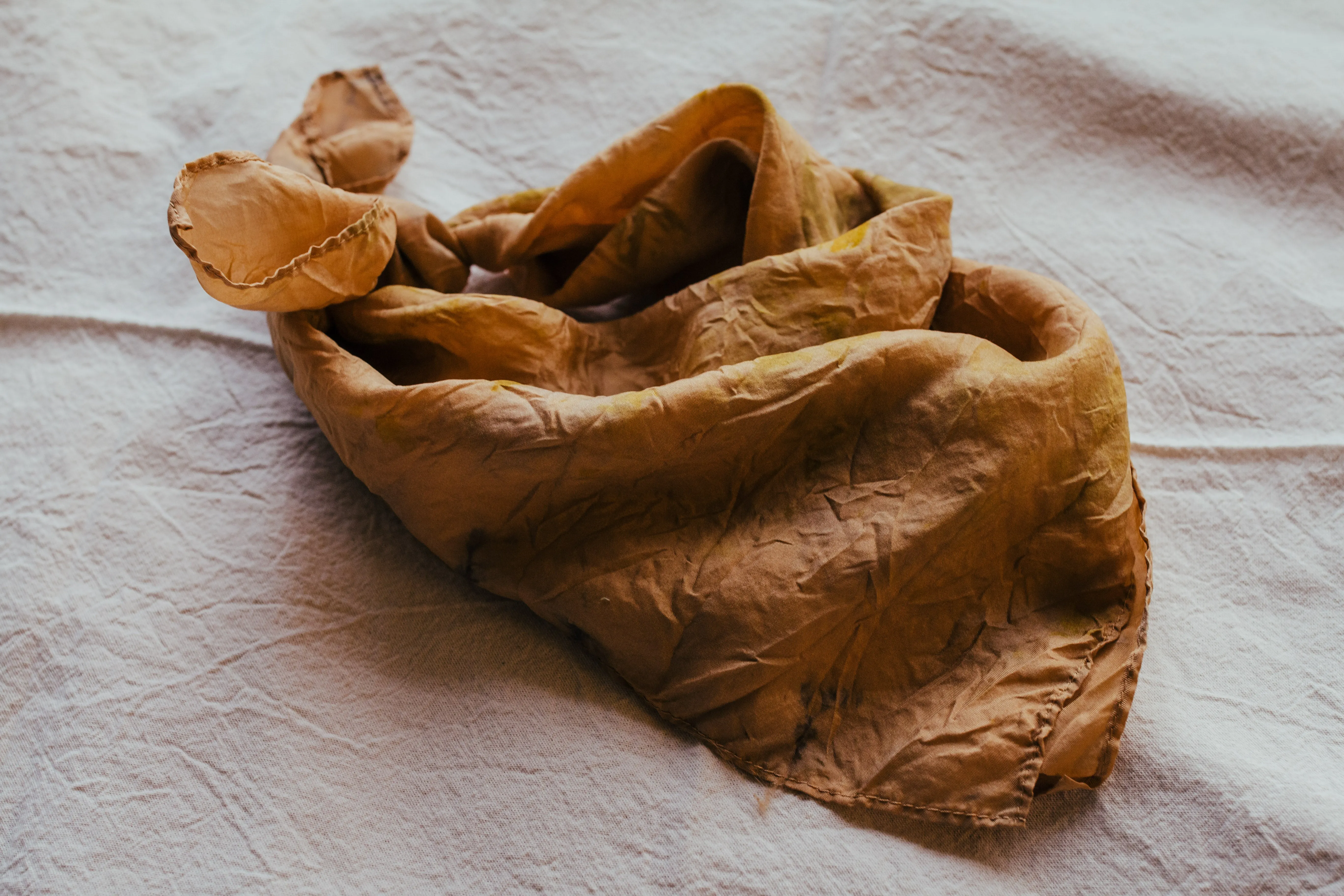 Bundle Dyed Silk scarves - Eco printed with natural dyes