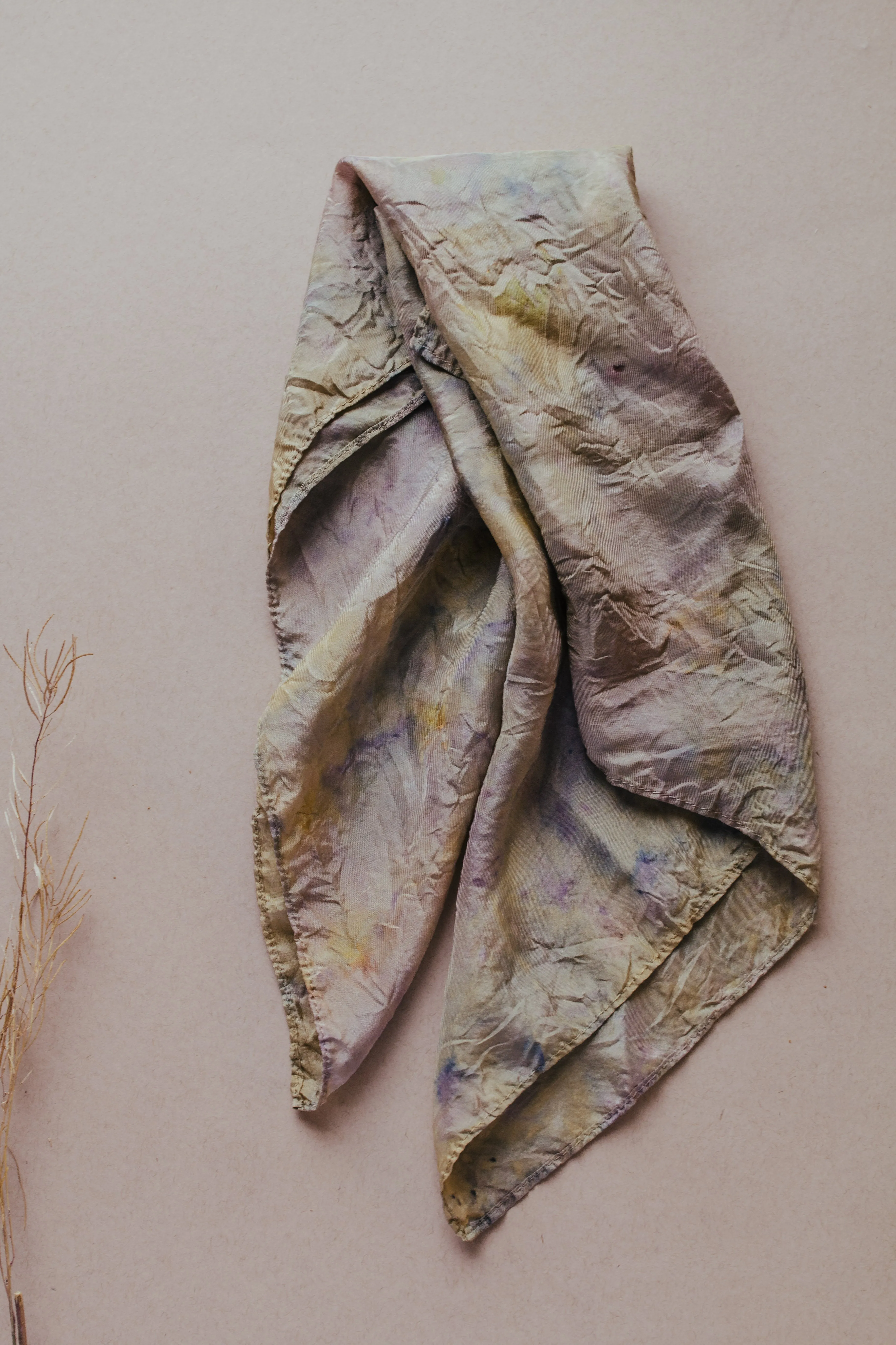 Bundle Dyed Silk scarves - Eco printed with natural dyes