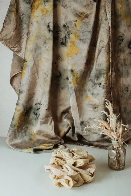 Bundle Dyed Silk scarves - Eco printed with natural dyes