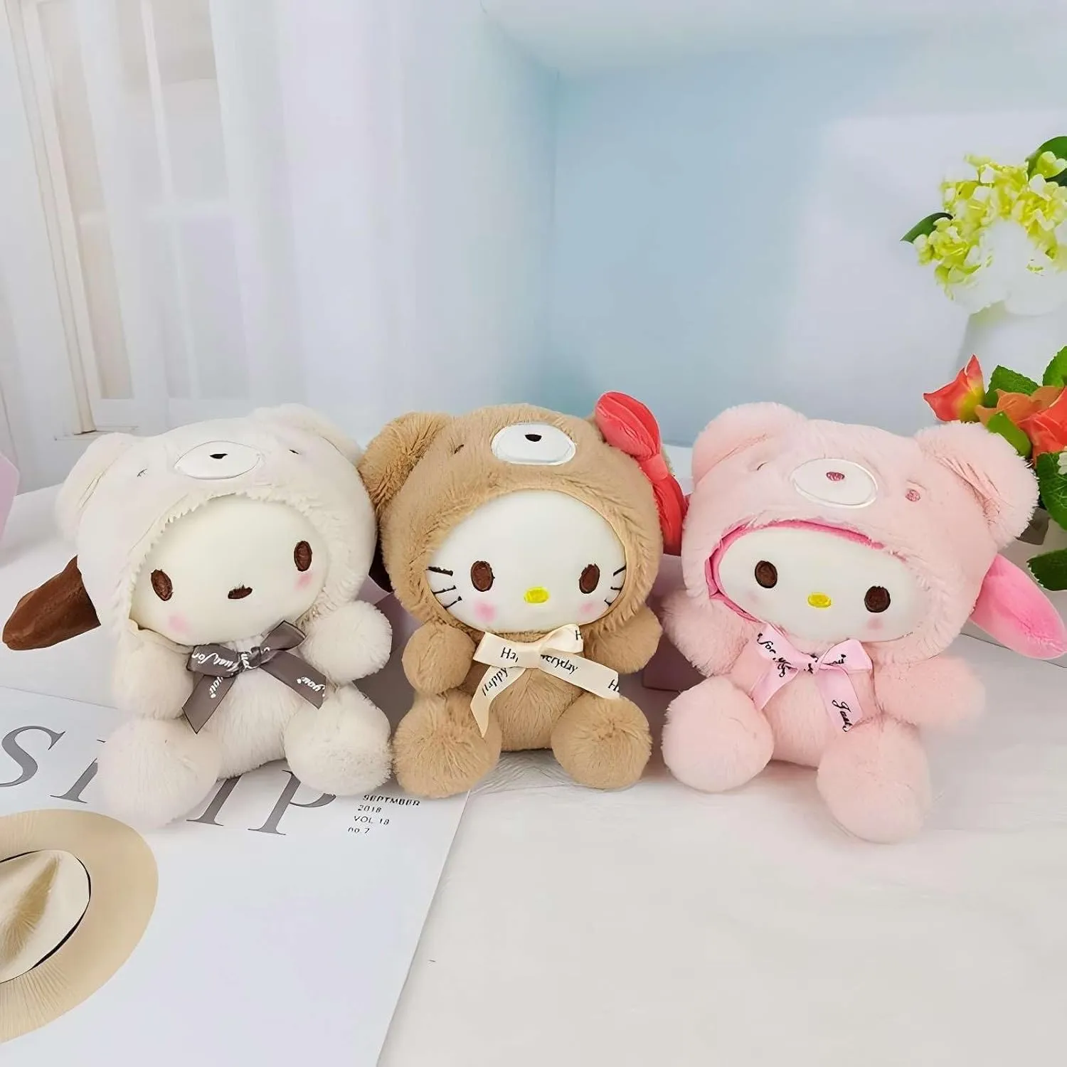 Cartoon Bag Charms Cute Plush Keychain for Women Girls, 5" Soft Backpack Key Chain Cute Animals Bag Keychain