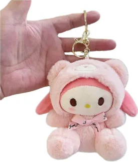 Cartoon Bag Charms Cute Plush Keychain for Women Girls, 5" Soft Backpack Key Chain Cute Animals Bag Keychain
