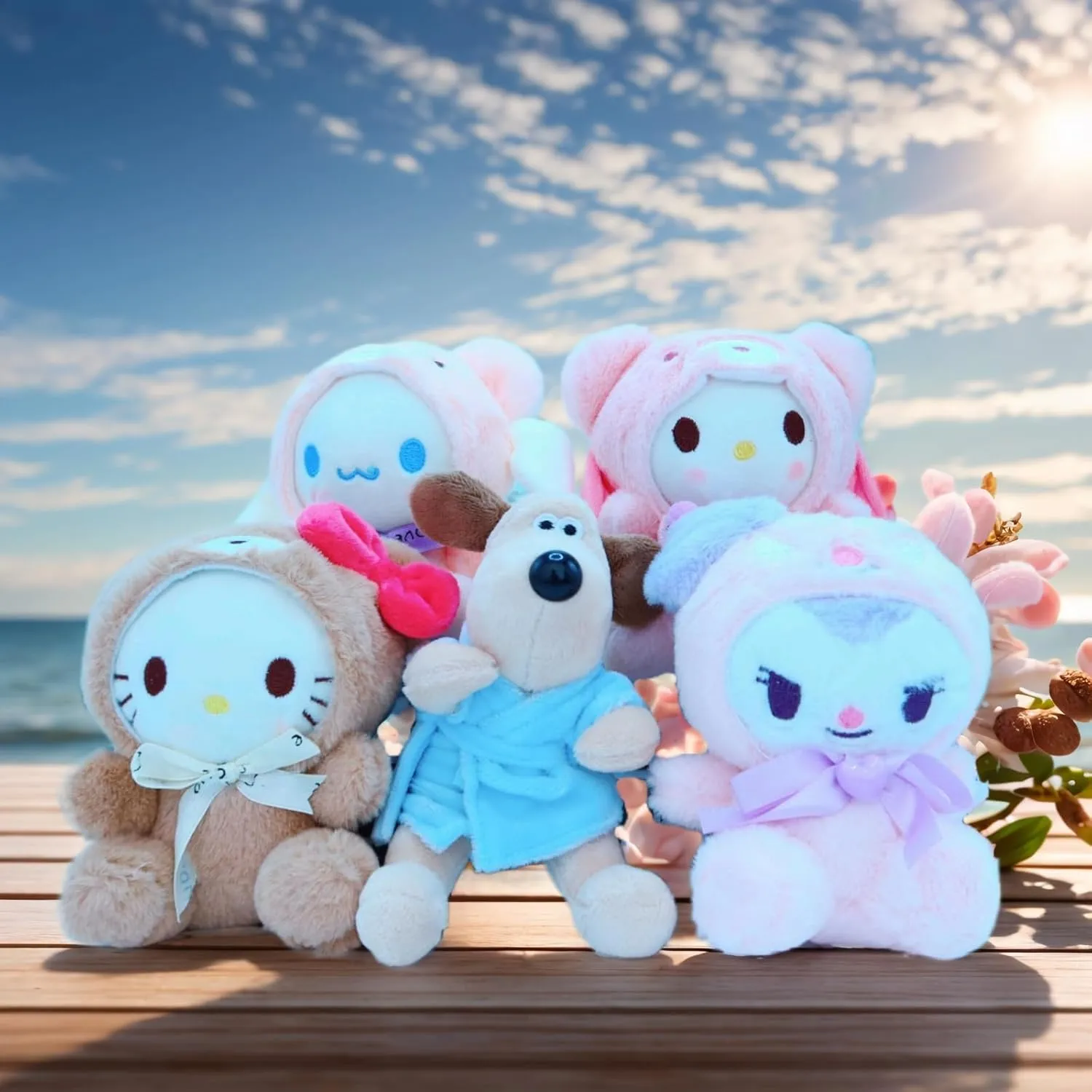 Cartoon Bag Charms Cute Plush Keychain for Women Girls, 5" Soft Backpack Key Chain Cute Animals Bag Keychain