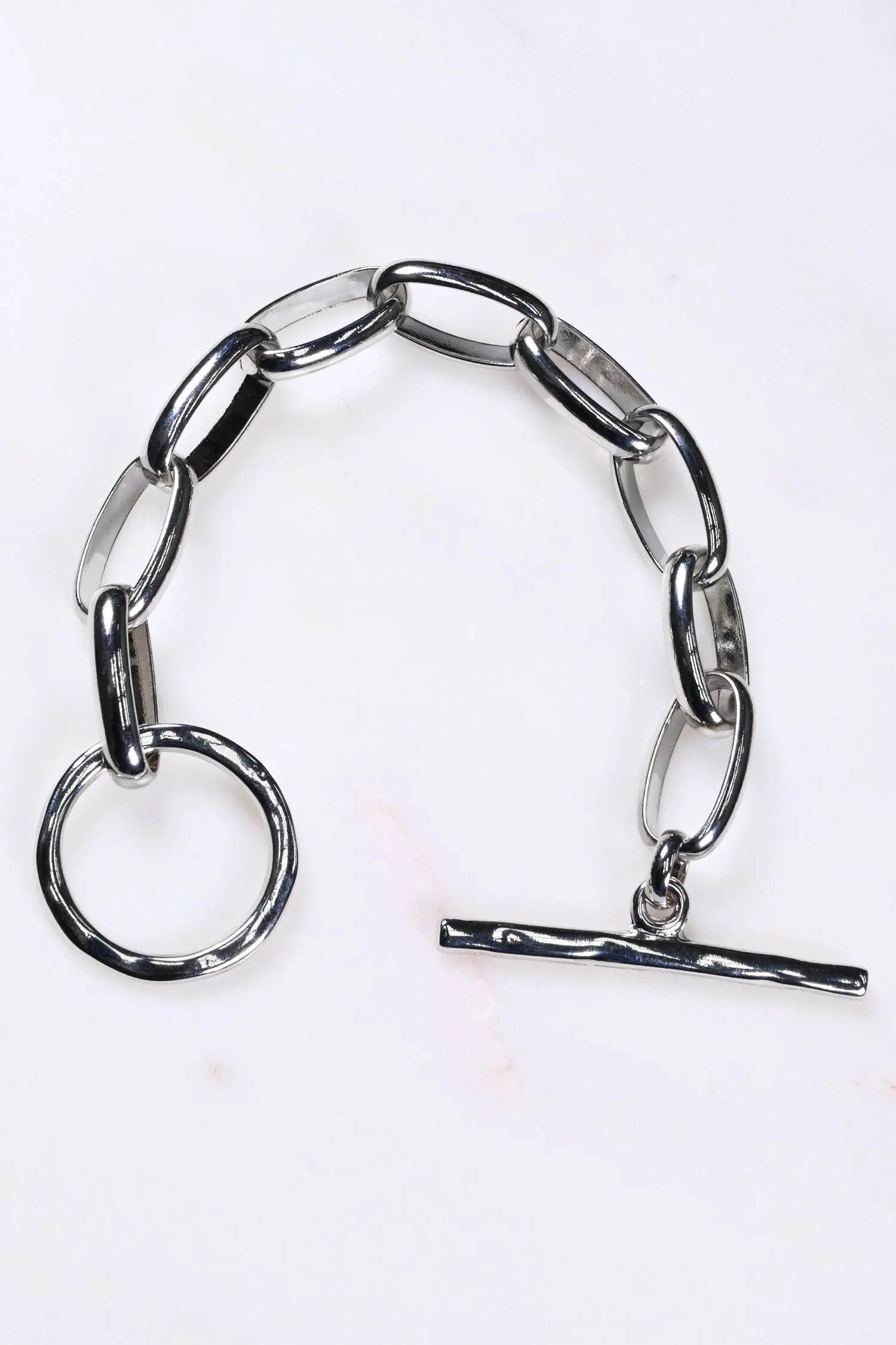 Chunky T Bar Bracelet Silver