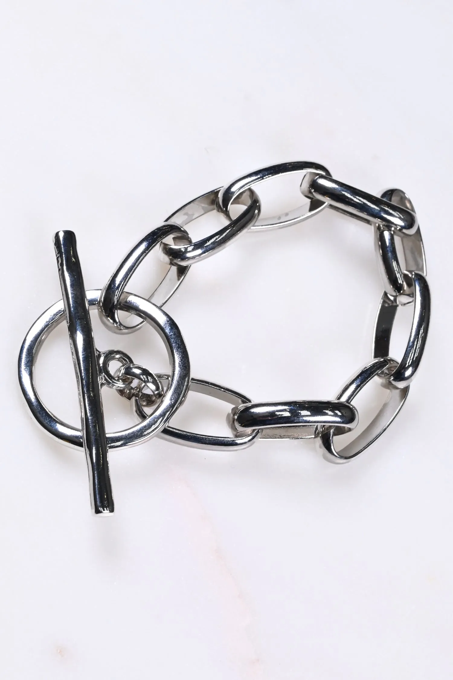 Chunky T Bar Bracelet Silver