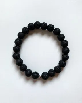 Classic Lava Beaded Bracelet  - Sterling Silver