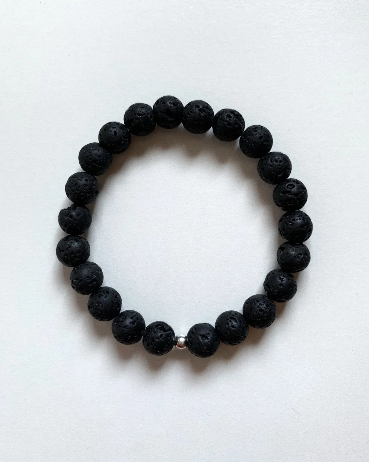 Classic Lava Beaded Bracelet  - Sterling Silver
