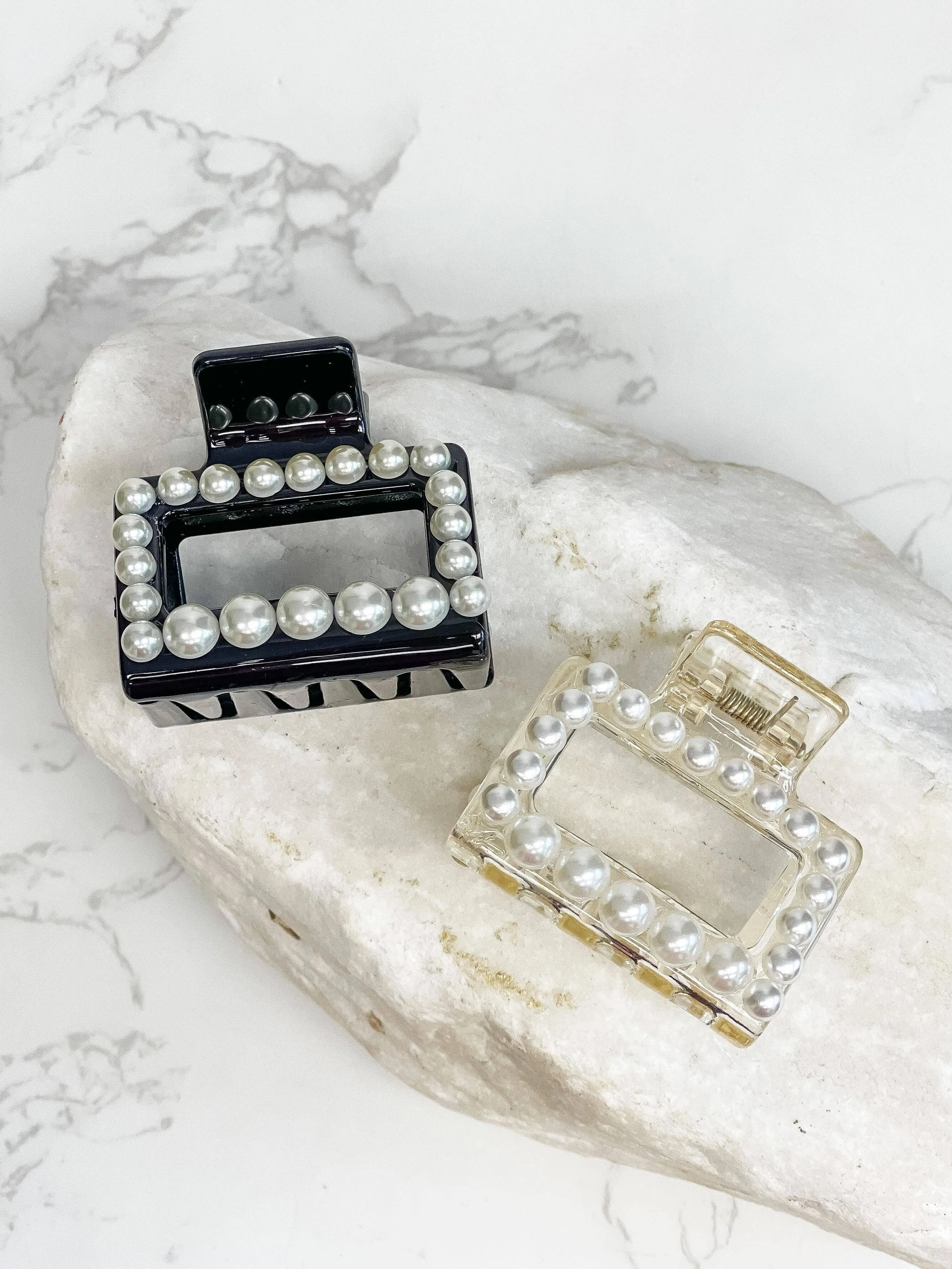 Classic Pearl Claw Clips: Clear