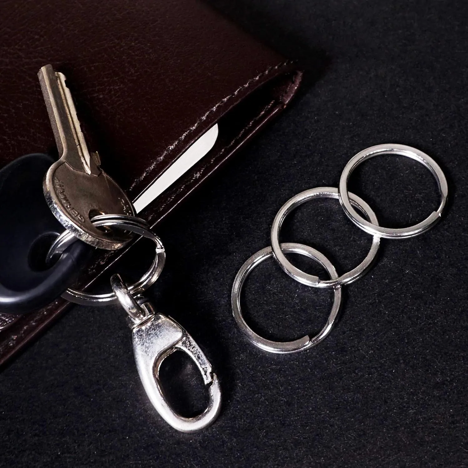 CREST 5 pcs Surgical and Marine Grade Stainless Steel Split Ring for Keychains 1 inch 25mm SS316L Key Rings for Car Keys
