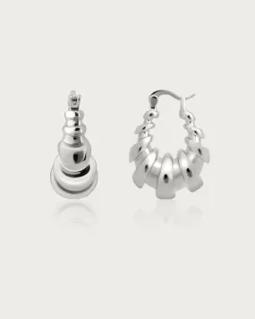 Croissant Hoop Earrings in Silver