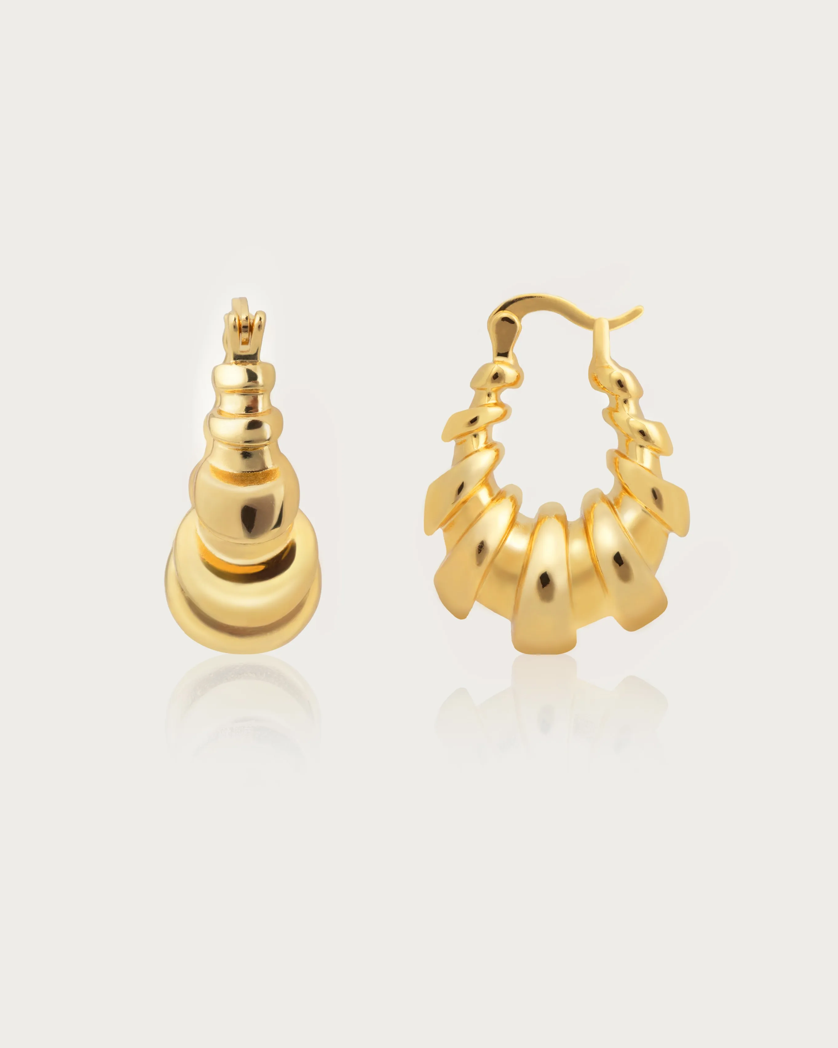 Croissant Hoop Earrings in Silver