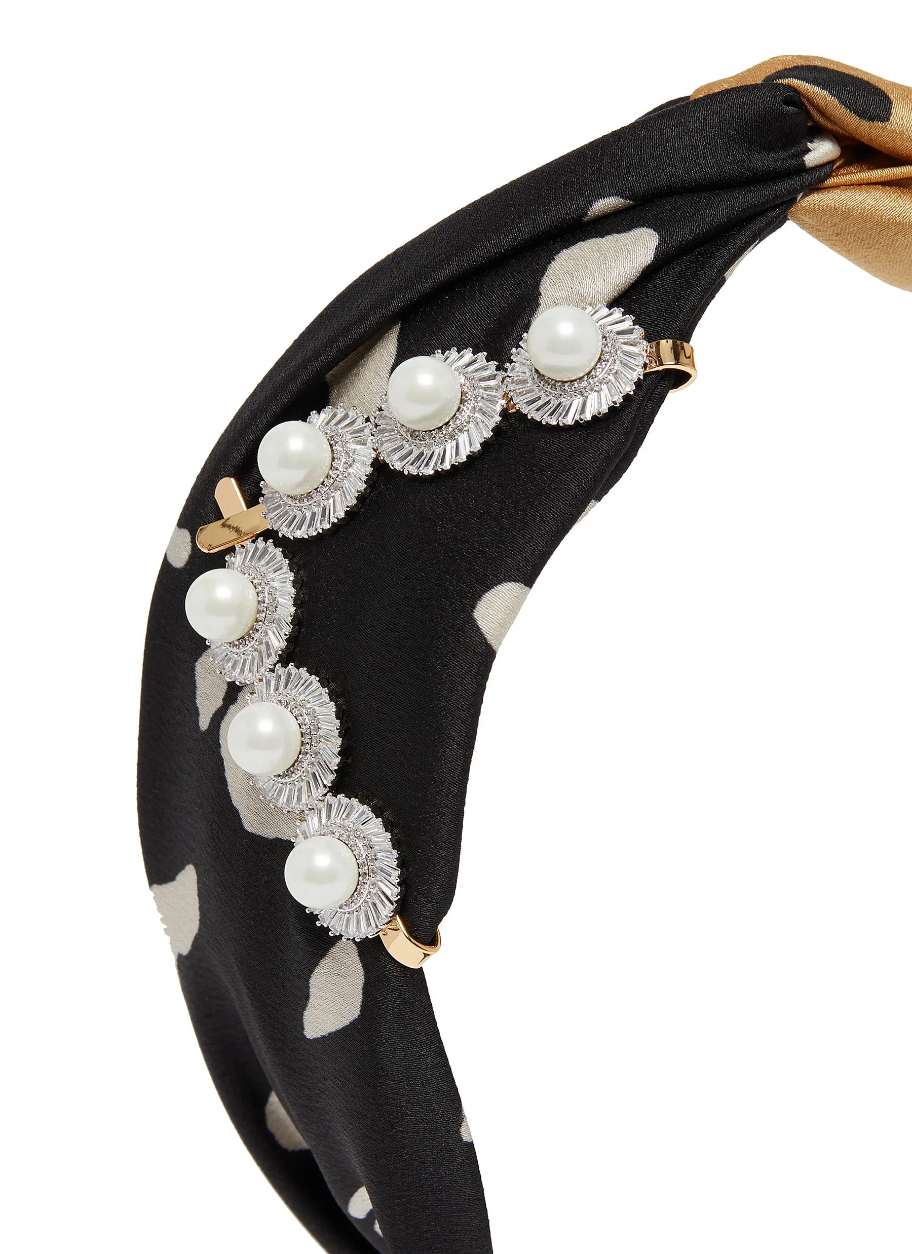 CRYSTAL PEARL EMBELLISHED CLIP HEADBAND