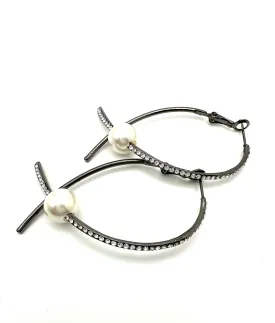 Crystal Pearl Swoop Earrings