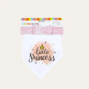Cutie Baby 2 Pk Terry Backing Bandana Bib & Headband Set - Little Princess