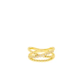 cz and plain ball crossover ring