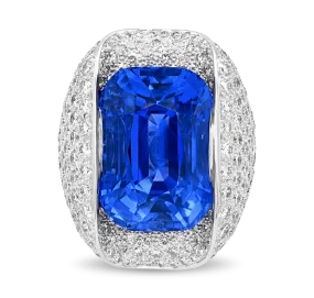 David Webb Untreated Ceylon Sapphire Ring, 40.08 Carats