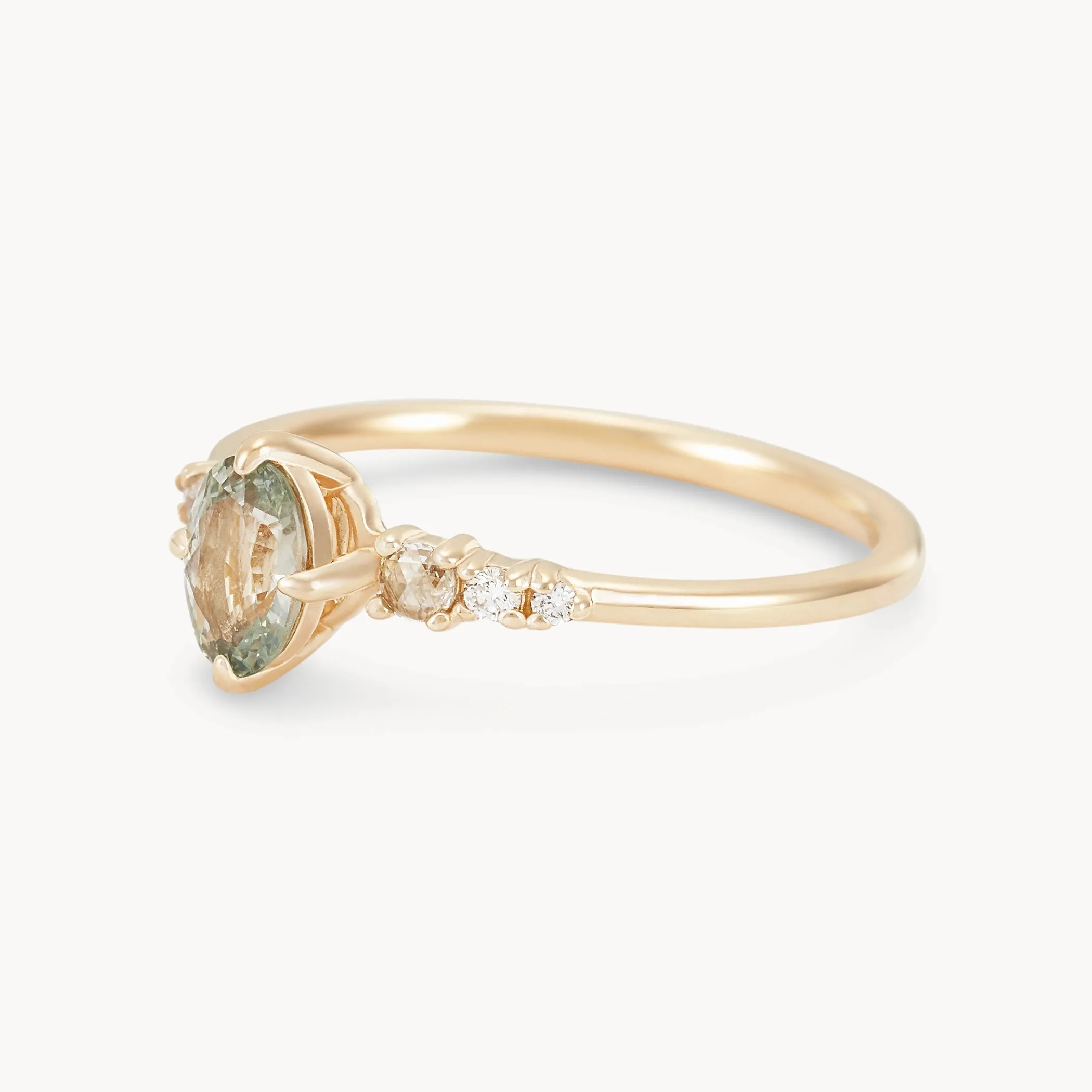 destiny’s glow one-of-a-kind - 14k yellow gold, oval cloud blue sapphire, white diamonds