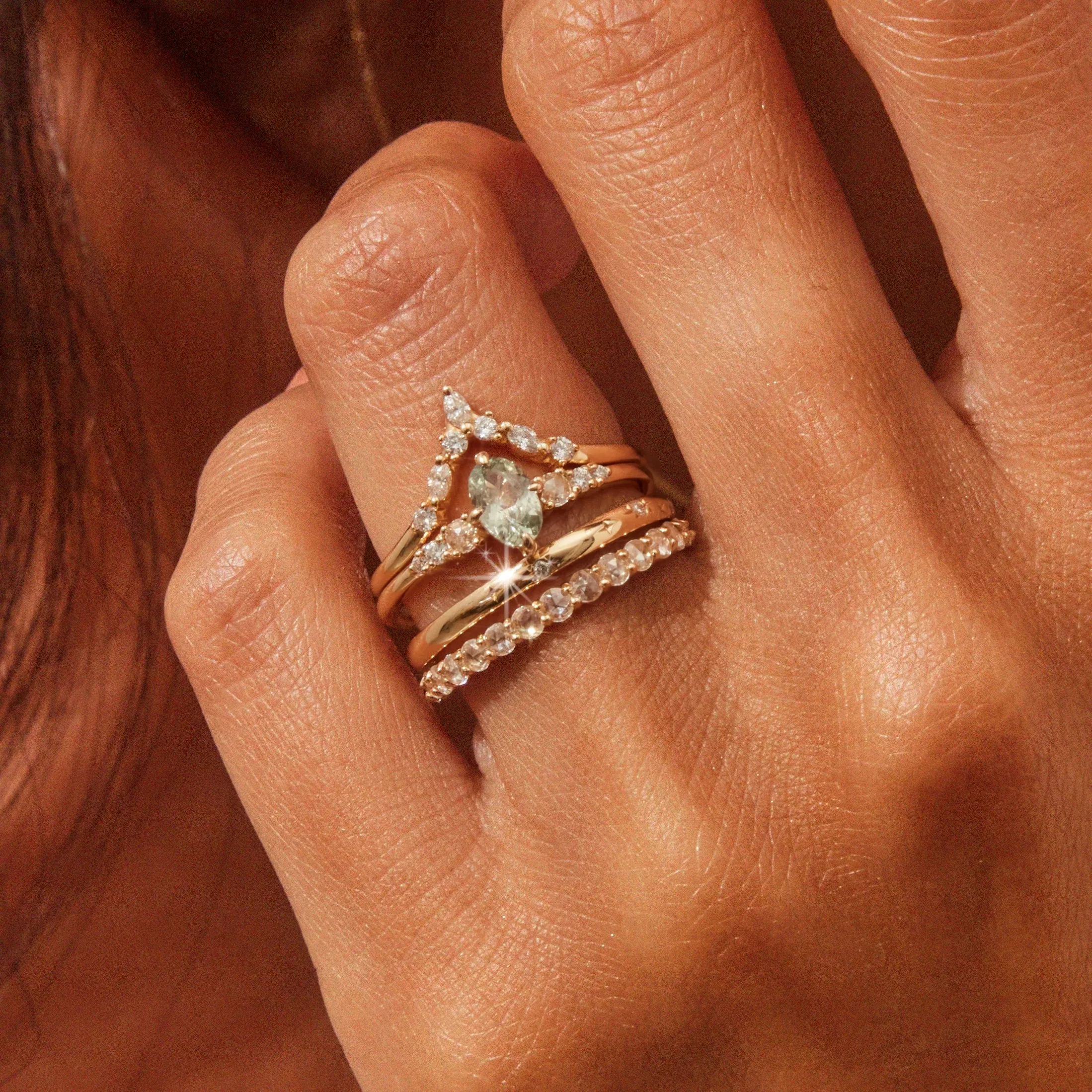 destiny’s glow one-of-a-kind - 14k yellow gold, oval cloud blue sapphire, white diamonds