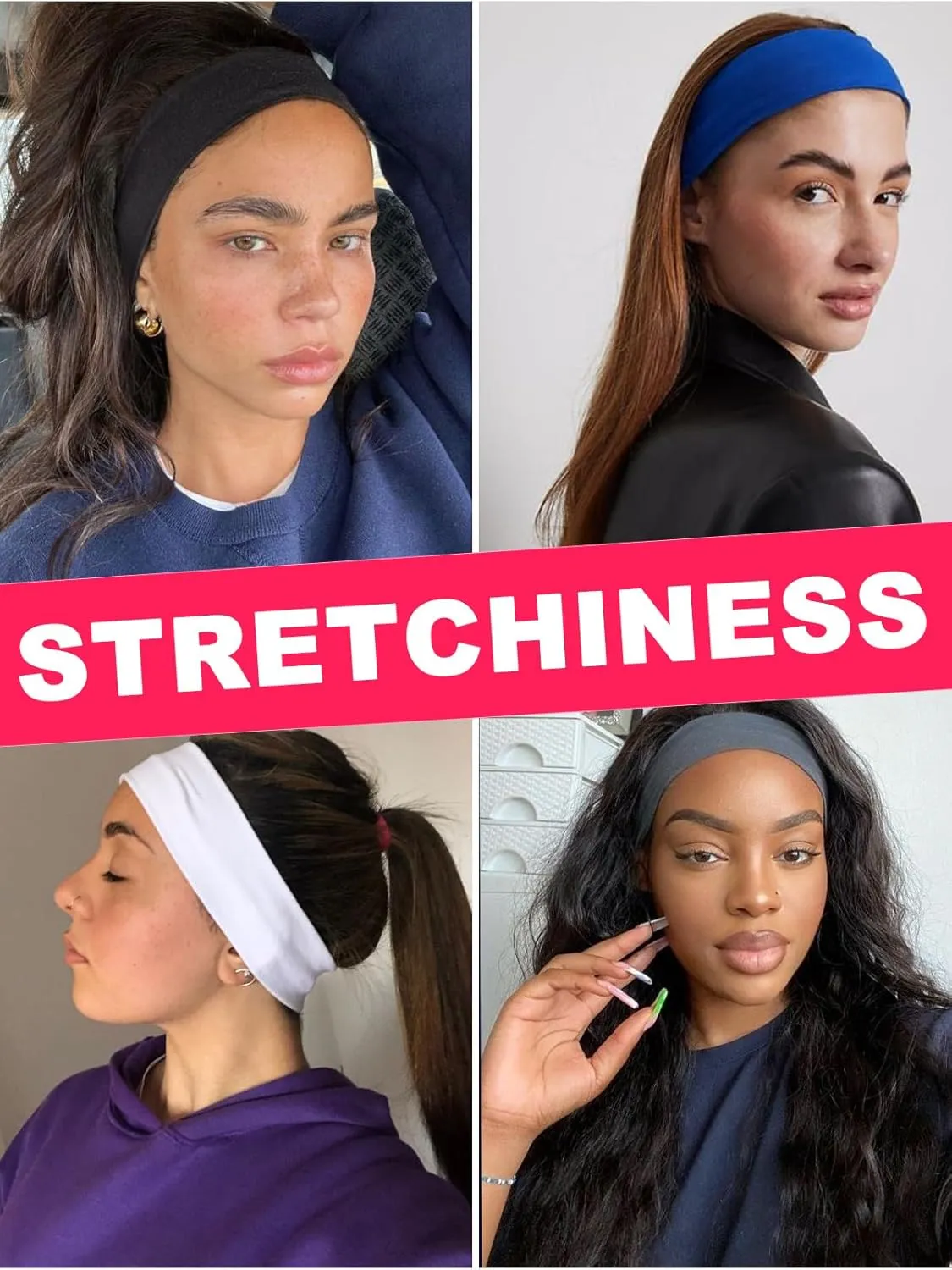 DRESHOW 8 Pack Headbands for Women Yoga Knotted Headbands Elastic Criss Cross Hair Accessories Sports Head Wrap Non Slip