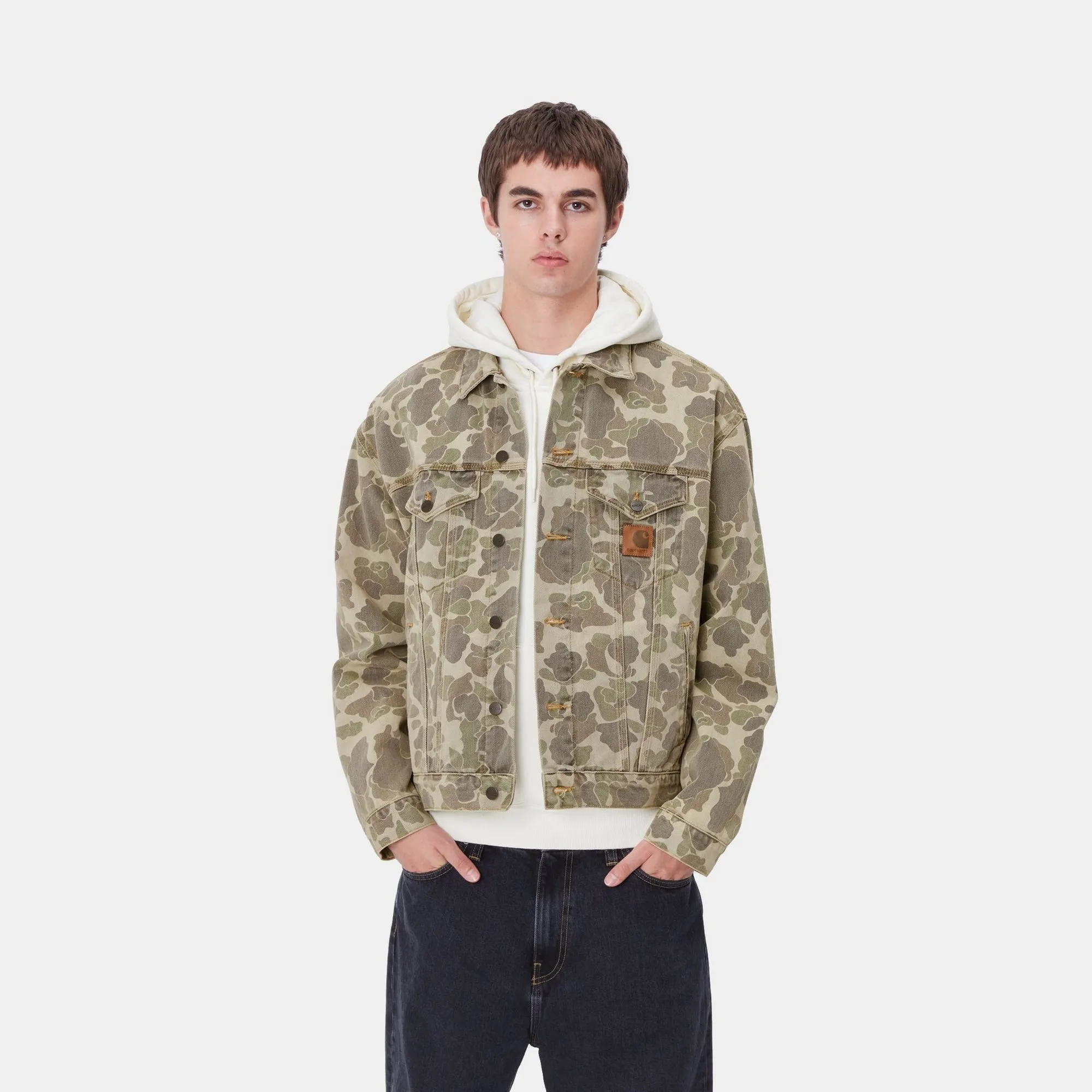 Black Duck Camo Patterned Helston Jacket with Bleached Effect