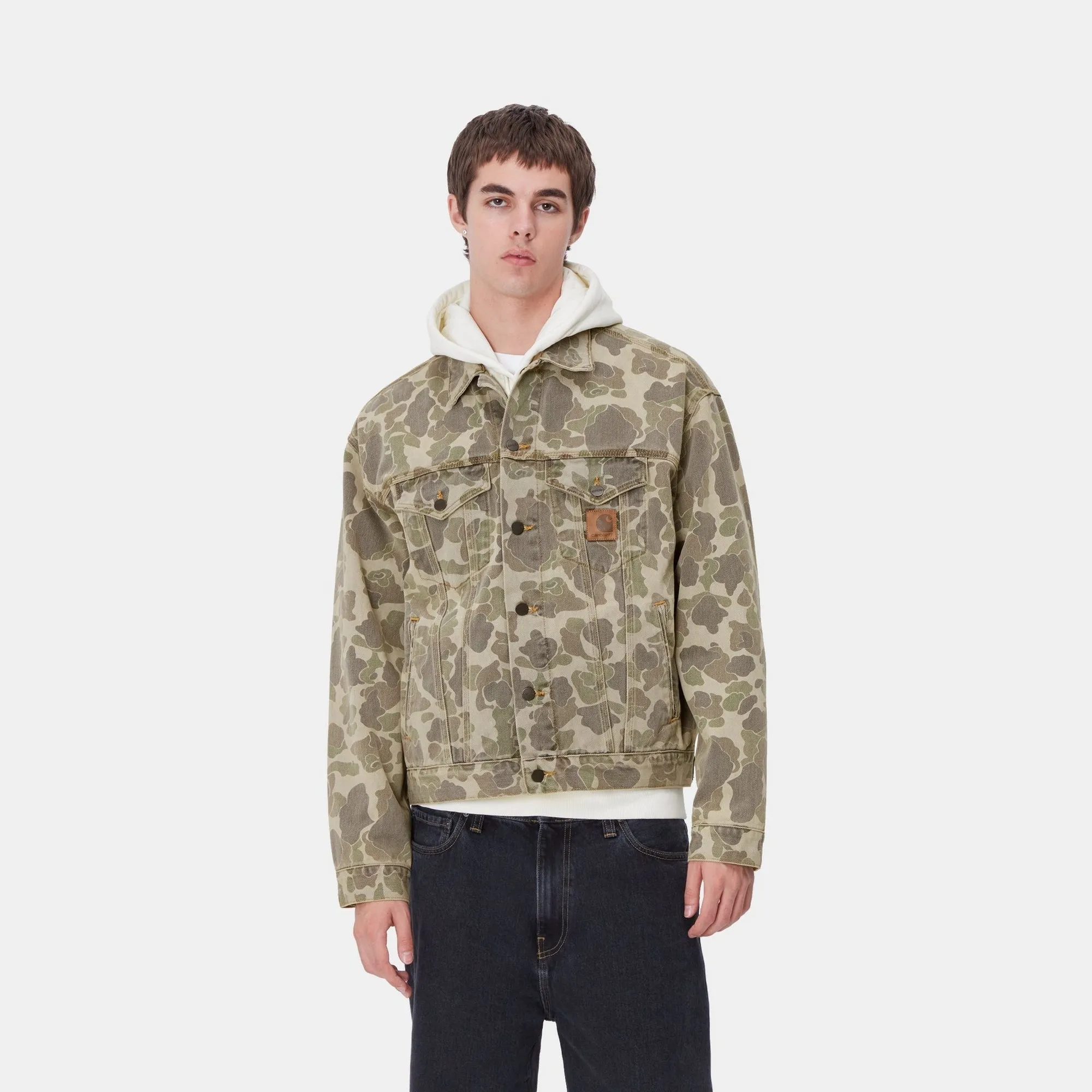 Black Duck Camo Patterned Helston Jacket with Bleached Effect