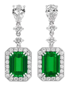 Emerald-Cut Emerald Earrings, 3.75 Carats