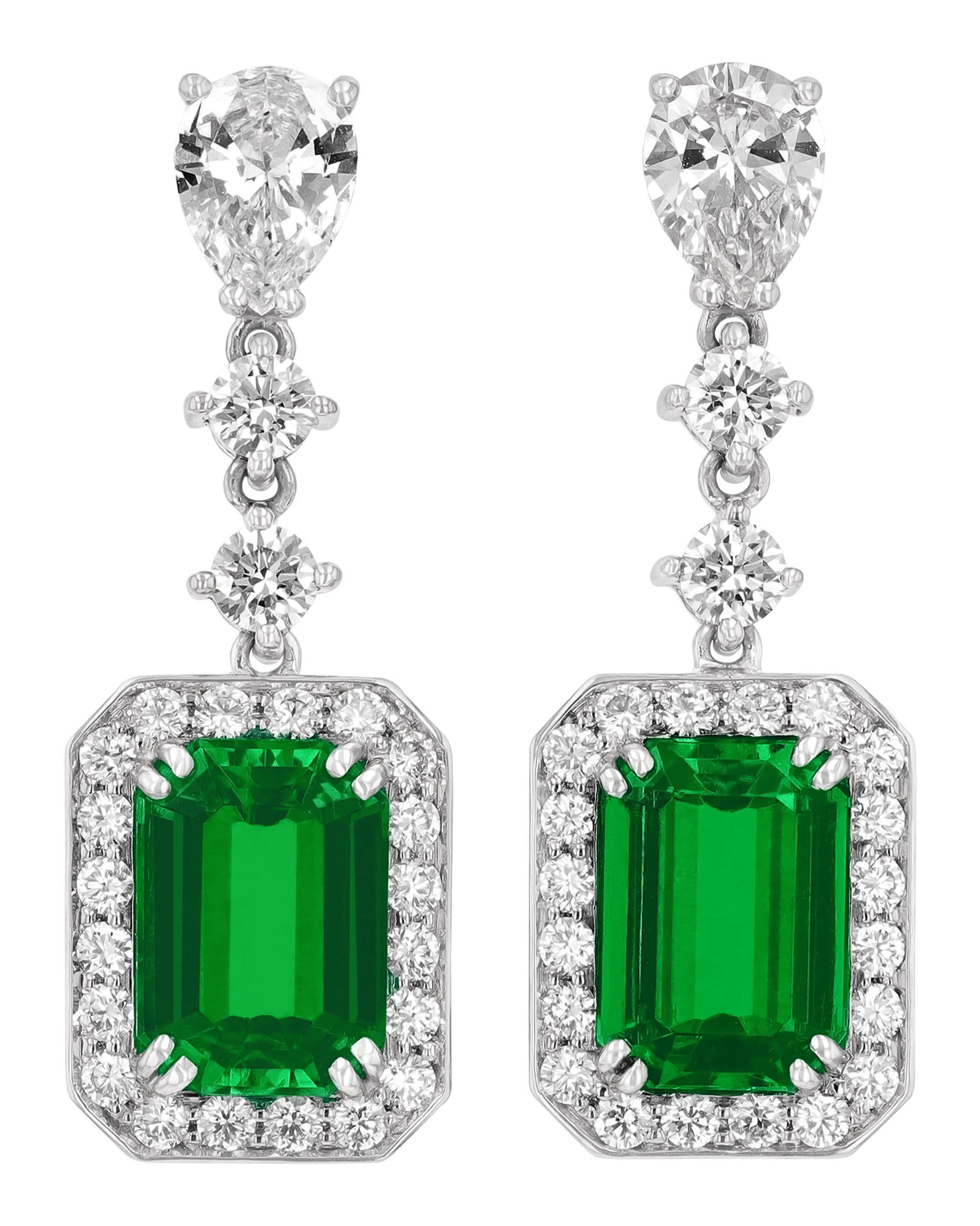 Emerald-Cut Emerald Earrings, 3.75 Carats