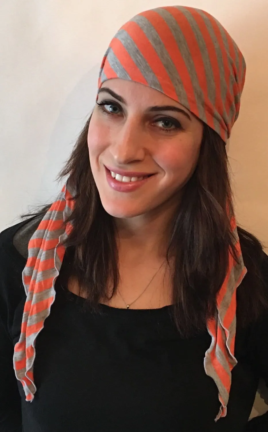 Exercise Hijab | Colorful Fun Headwear Striped Jersey Knit Pre-Tied Headscarf. Made in USA