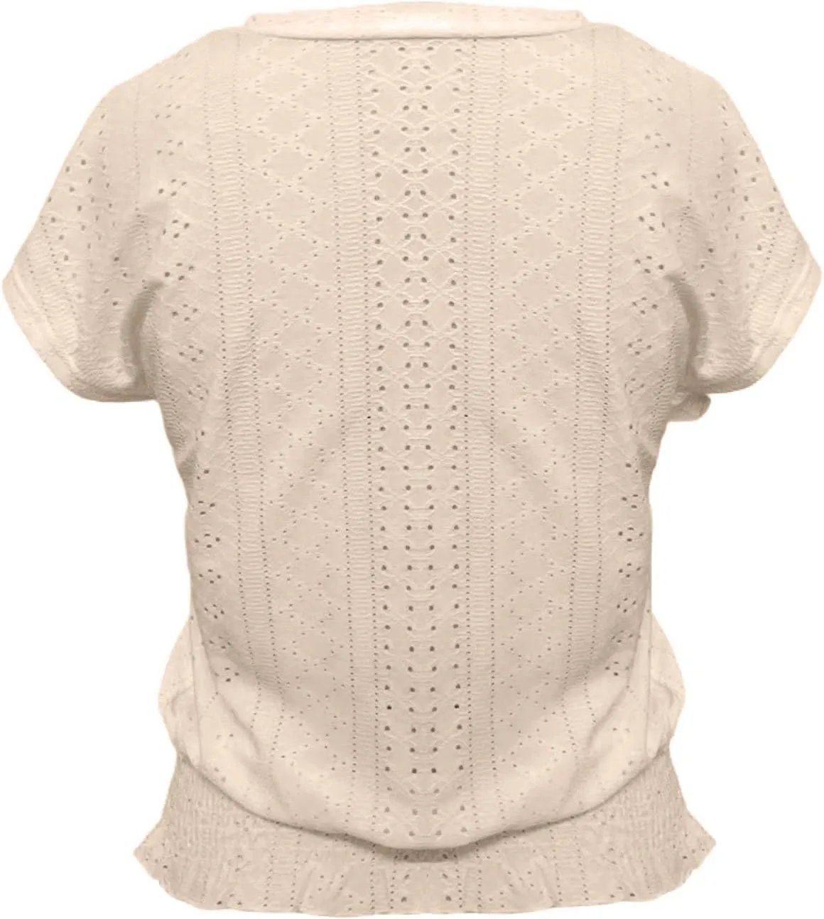 Eyelet Tops for Women Summer V Neck Short Sleeve Shirts Fashion Smocked Waist Crop Tops Casual Plain T Shirts 2025