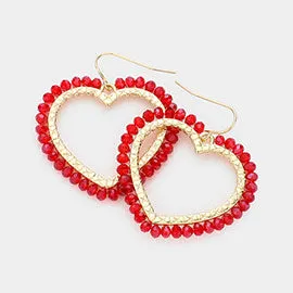 Faceted Beaded Open Heart Earring