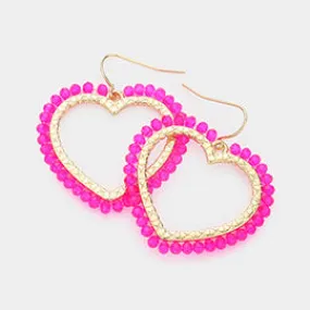 Faceted Beaded Open Heart Earring
