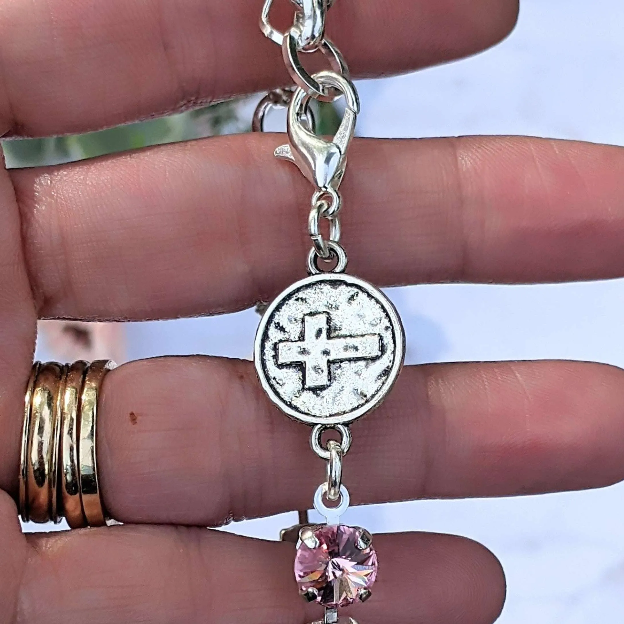 Faceted Crystal Cross Bracelet