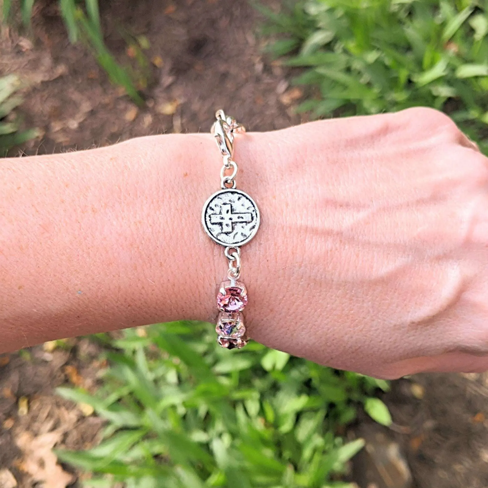 Faceted Crystal Cross Bracelet