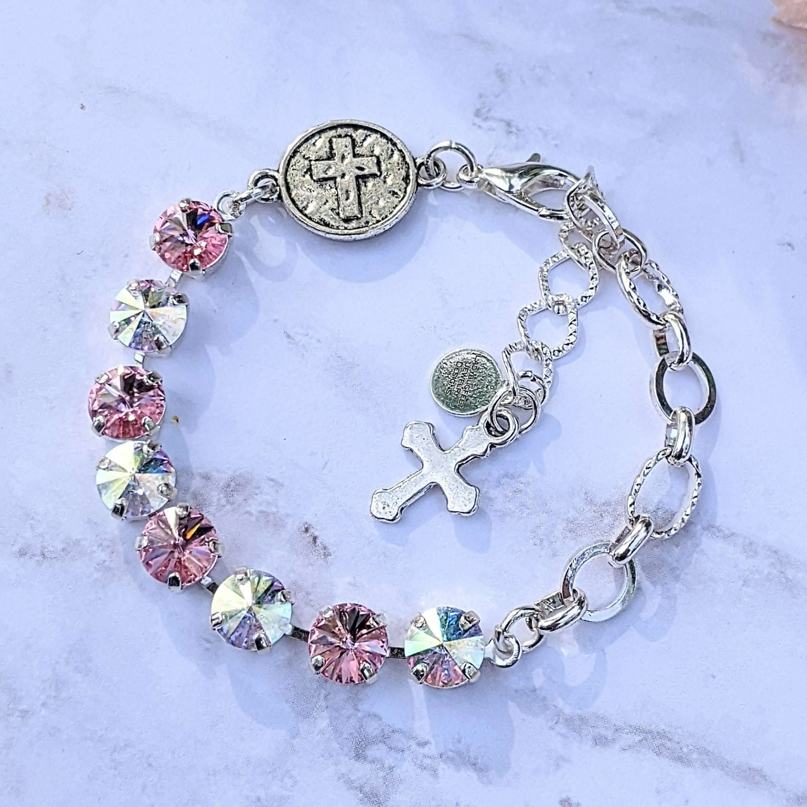 Faceted Crystal Cross Bracelet
