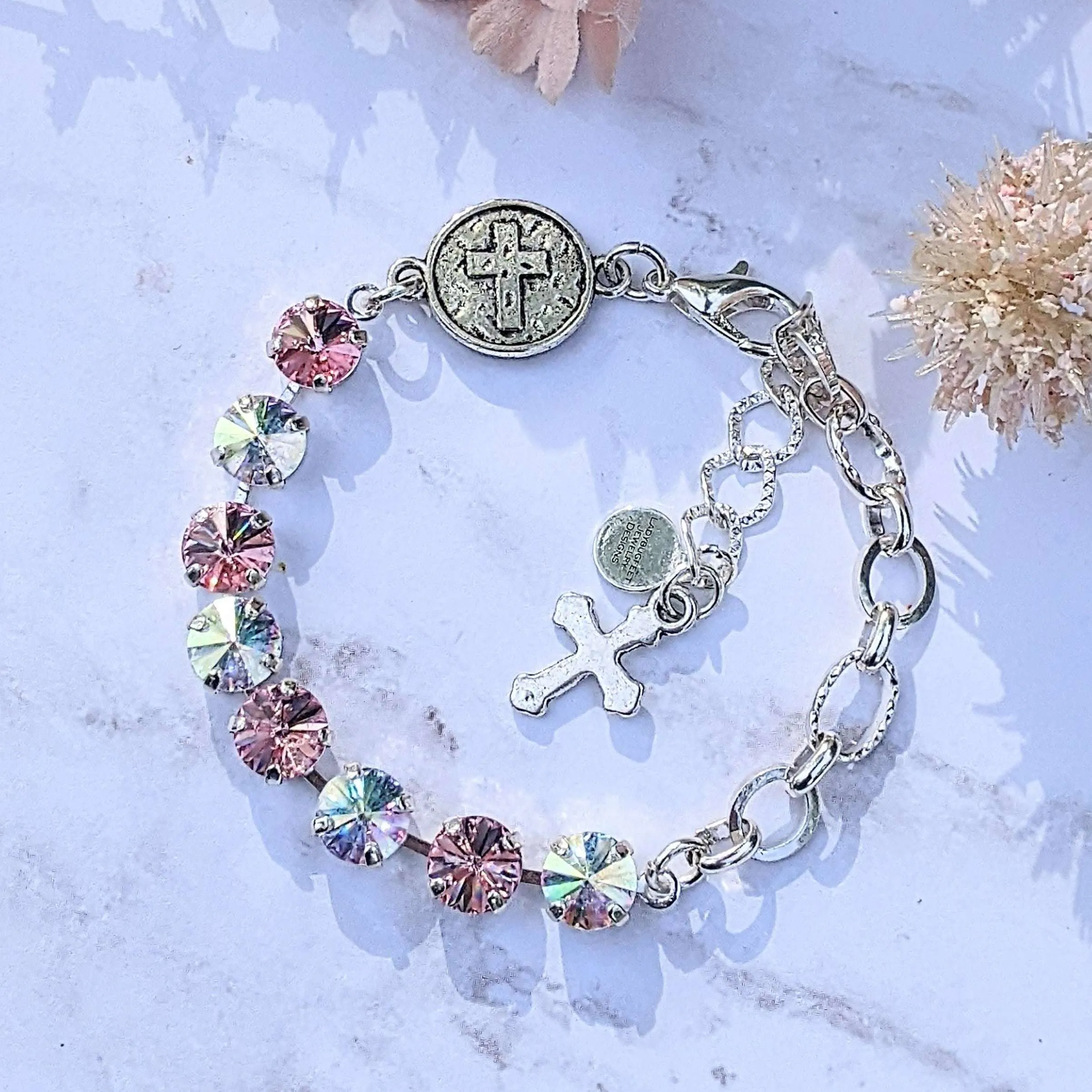 Faceted Crystal Cross Bracelet