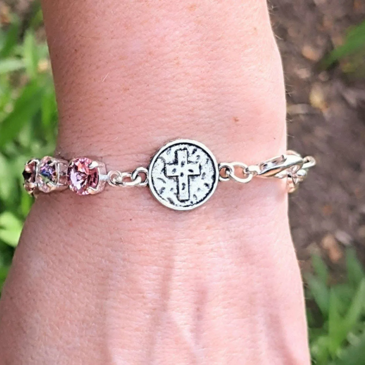 Faceted Crystal Cross Bracelet