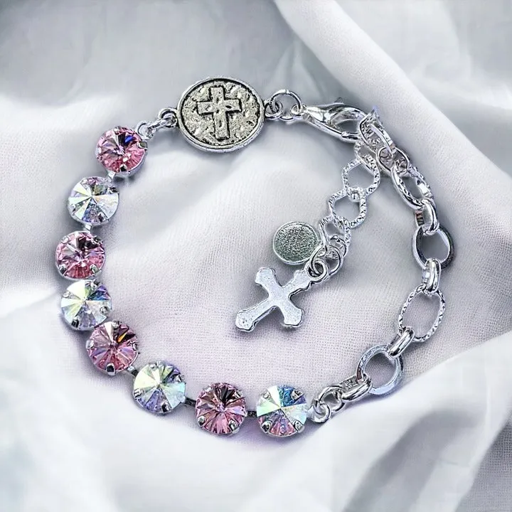 Faceted Crystal Cross Bracelet
