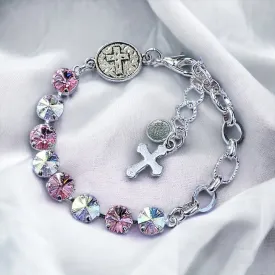 Faceted Crystal Cross Bracelet