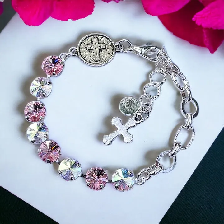 Faceted Crystal Cross Bracelet