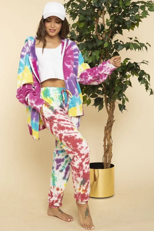 FIREWORK TIE DYE ZIP UP