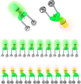 Fishing Alarm Bells, 50PCS Plastic Fishing Rod Clips with Dual Alert Bells /20PCS with Led Lights