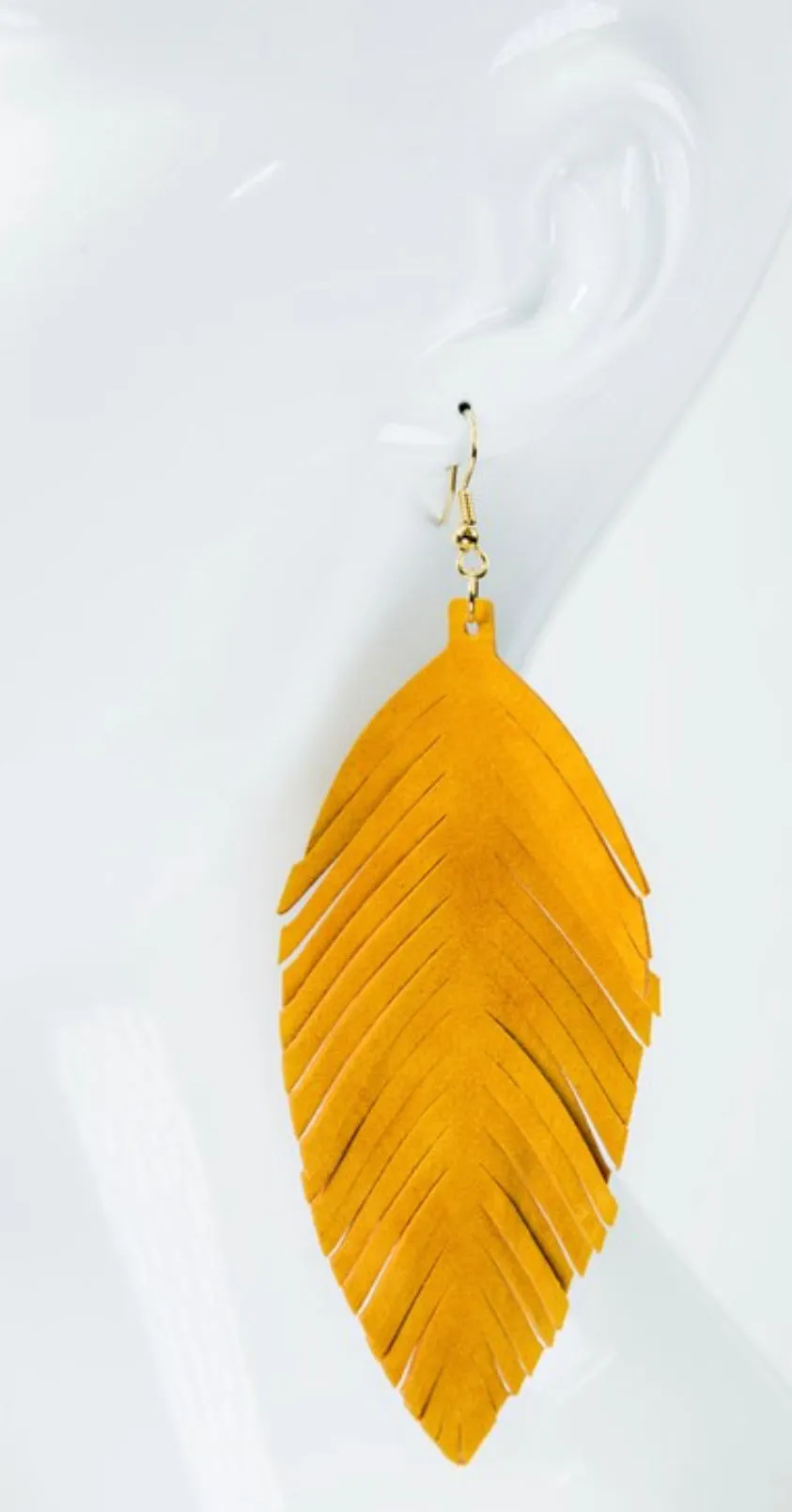 Genuine Leather Leaf Earrings