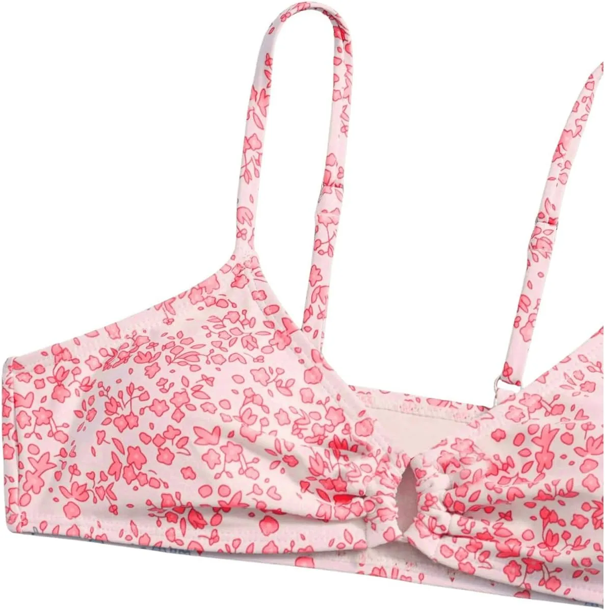 Girl's 2 Piece Swimsuits Disty Floral Ring Linked Bathing Suit Cute Bikini Sets
