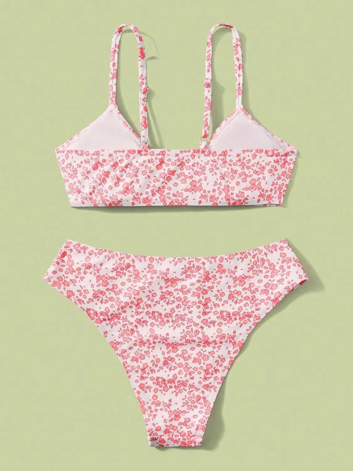 Girl's 2 Piece Swimsuits Disty Floral Ring Linked Bathing Suit Cute Bikini Sets