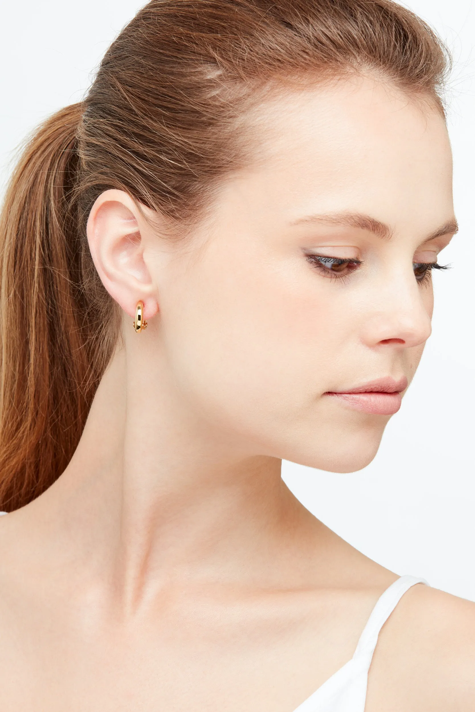 Gold Semi Hoop Clip Earrings