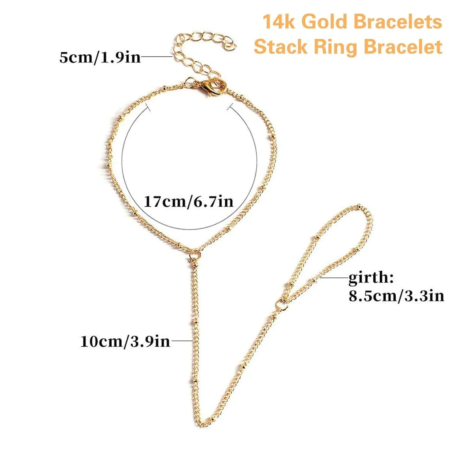 Hand Chain Dainty Gold Hand Chain Bracelet for Women Stack Ring Bracelet Hand Chain Boho Jewelry Set for Women Trendy Gifts