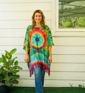 Hand Dyed Tunic Boho Kaftan Blouse Hippie Oversize Tops